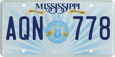 MS license plate AQN778
