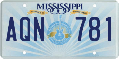 MS license plate AQN781