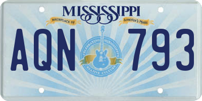 MS license plate AQN793