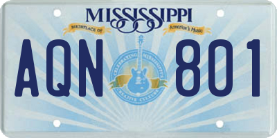 MS license plate AQN801
