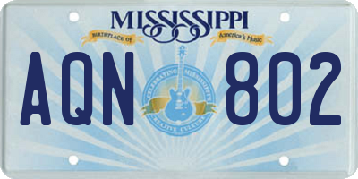 MS license plate AQN802