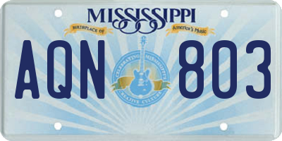 MS license plate AQN803