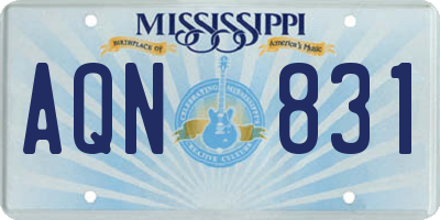 MS license plate AQN831