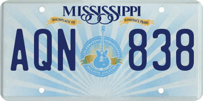MS license plate AQN838