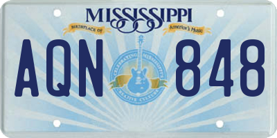 MS license plate AQN848