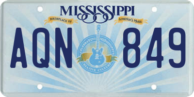 MS license plate AQN849