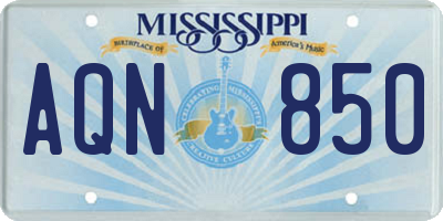 MS license plate AQN850