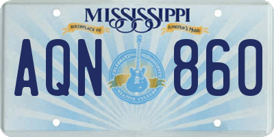 MS license plate AQN860