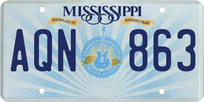 MS license plate AQN863