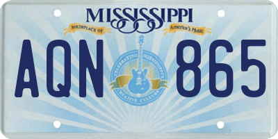MS license plate AQN865