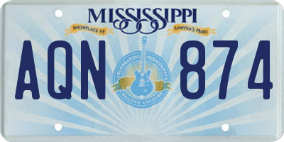 MS license plate AQN874