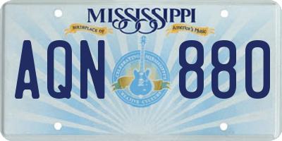 MS license plate AQN880