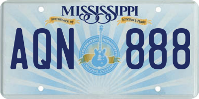MS license plate AQN888