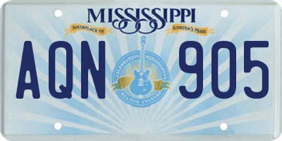 MS license plate AQN905