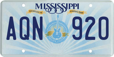 MS license plate AQN920