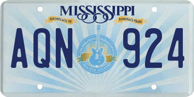 MS license plate AQN924