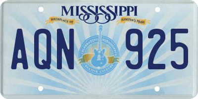 MS license plate AQN925