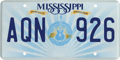 MS license plate AQN926