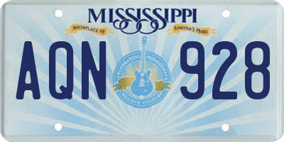 MS license plate AQN928