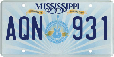MS license plate AQN931