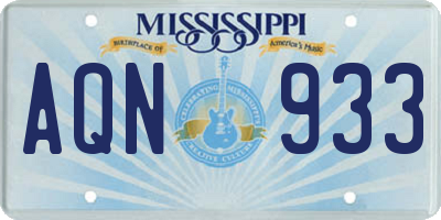 MS license plate AQN933