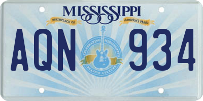 MS license plate AQN934
