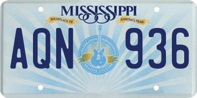 MS license plate AQN936