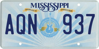 MS license plate AQN937