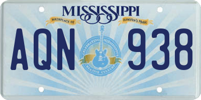 MS license plate AQN938