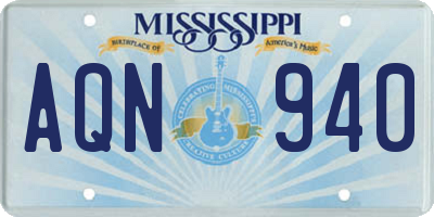 MS license plate AQN940
