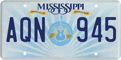 MS license plate AQN945