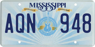 MS license plate AQN948