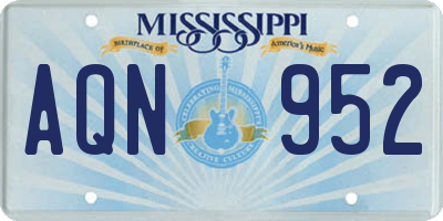 MS license plate AQN952