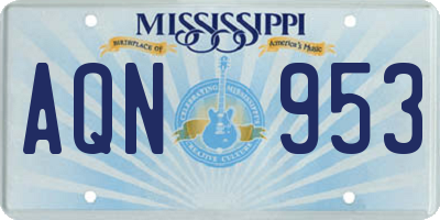 MS license plate AQN953