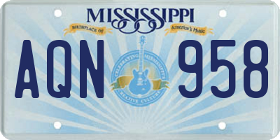 MS license plate AQN958