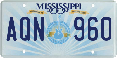 MS license plate AQN960
