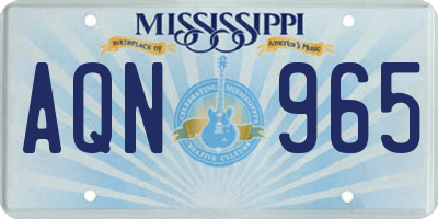 MS license plate AQN965
