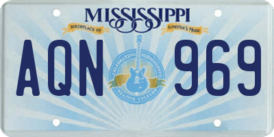 MS license plate AQN969
