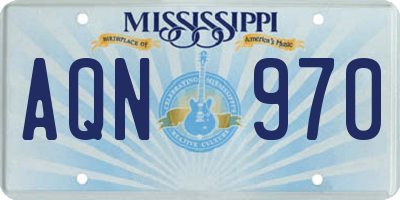 MS license plate AQN970