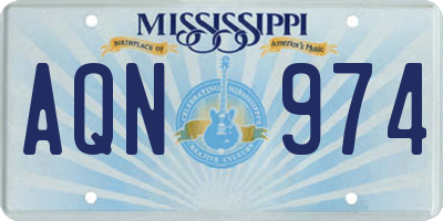 MS license plate AQN974