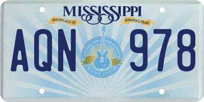 MS license plate AQN978