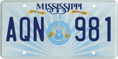 MS license plate AQN981