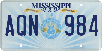 MS license plate AQN984
