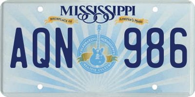 MS license plate AQN986