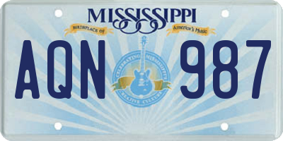MS license plate AQN987