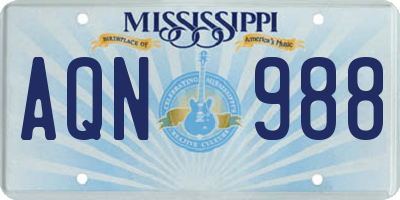 MS license plate AQN988