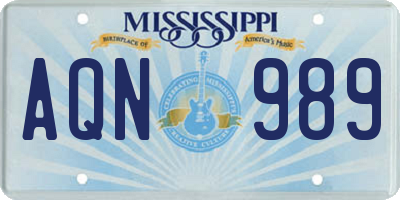 MS license plate AQN989