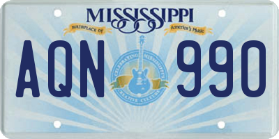 MS license plate AQN990