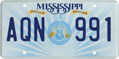 MS license plate AQN991
