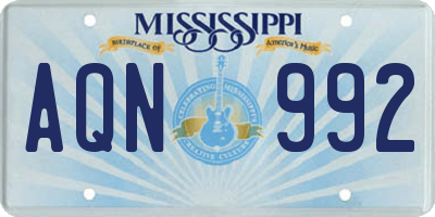 MS license plate AQN992